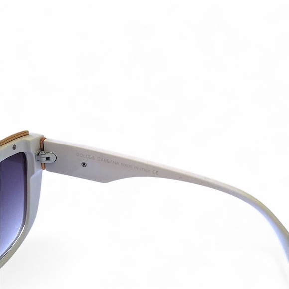 Dolce & Gabbana DG22038 Cat-Eye Sunglasses — White & Gold Luxe w/ Case - Picture 11 of 15